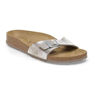Birkenstock Madrid Washed Metallic Silver, Size 39/US 8W Narrow, New In Box
